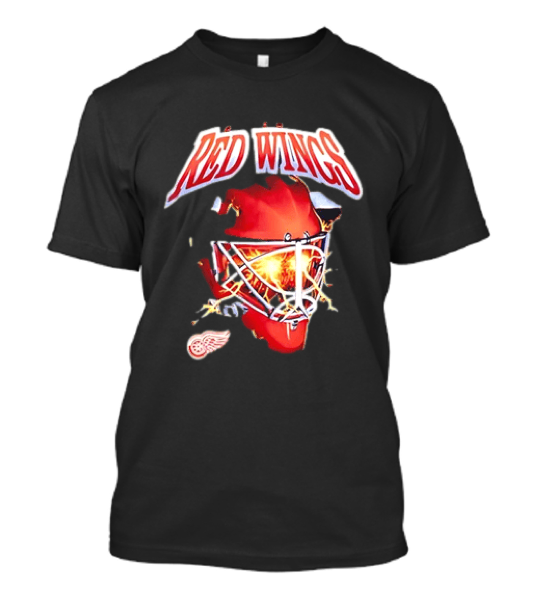 Detroit Red Wings Goalie Mask Red Lightning Burst T-Shirt