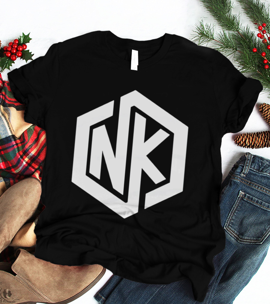 NK Minimalist Hexagon Symbol White Marble Effect T-Shirt