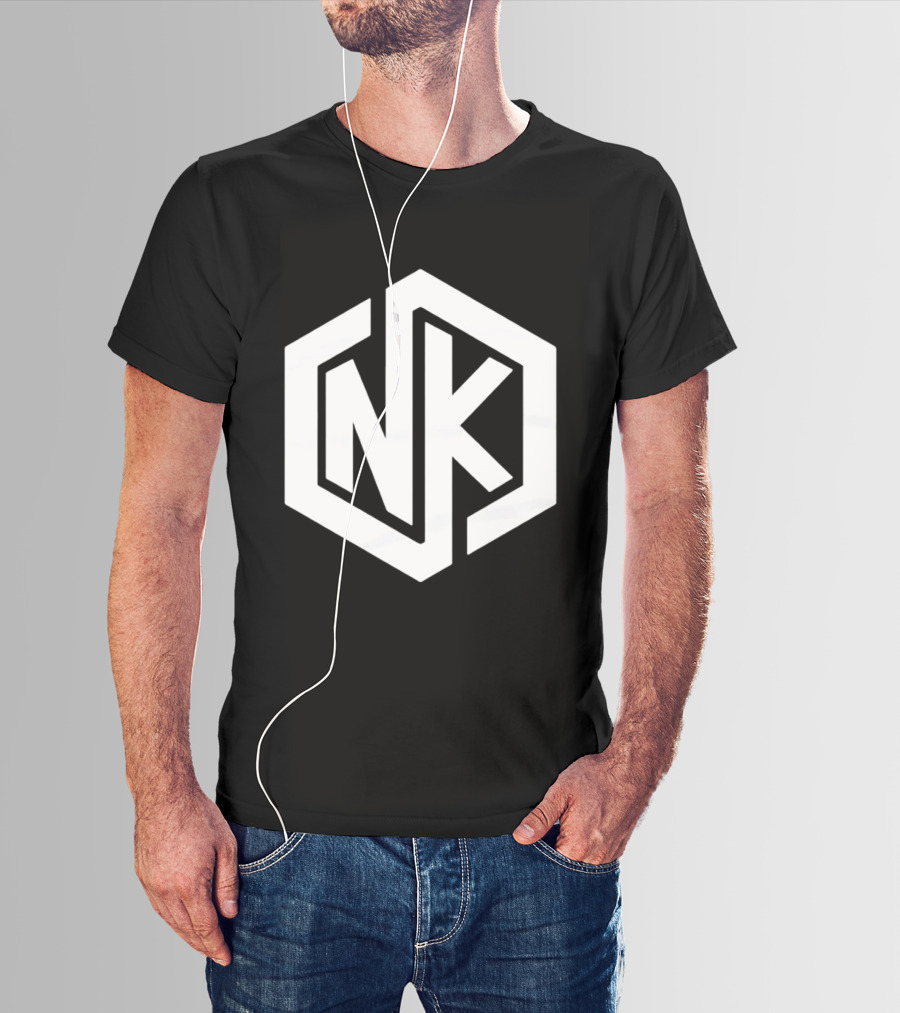 NK Minimalist Hexagon Symbol White Marble Effect T-Shirt