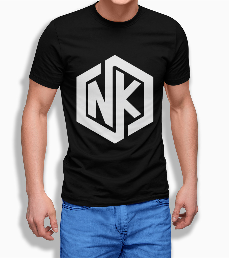NK Minimalist Hexagon Symbol White Marble Effect T-Shirt