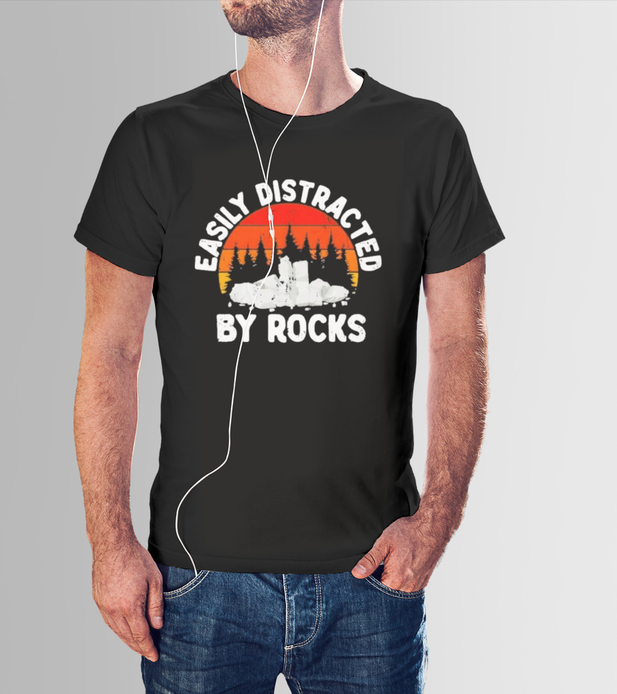 Easily Distracted By Rocks Geologists Forest Sunset T-Shirt