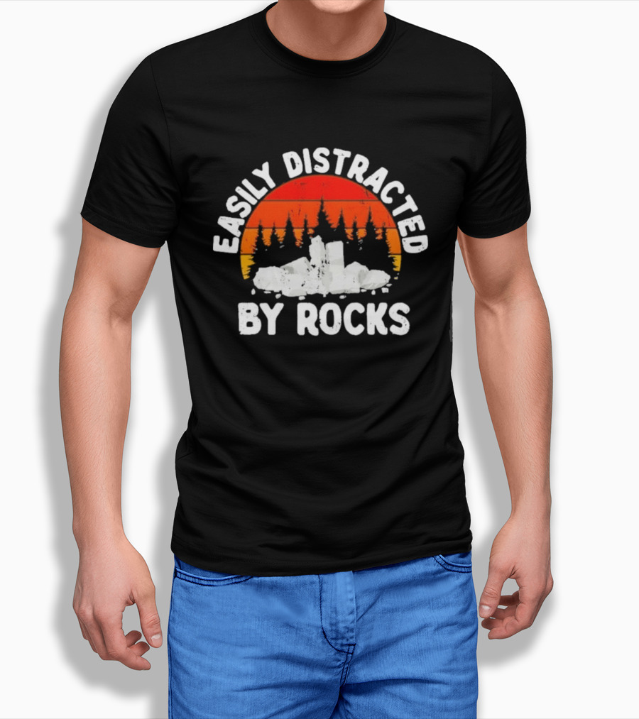 Easily Distracted By Rocks Geologists Forest Sunset T-Shirt