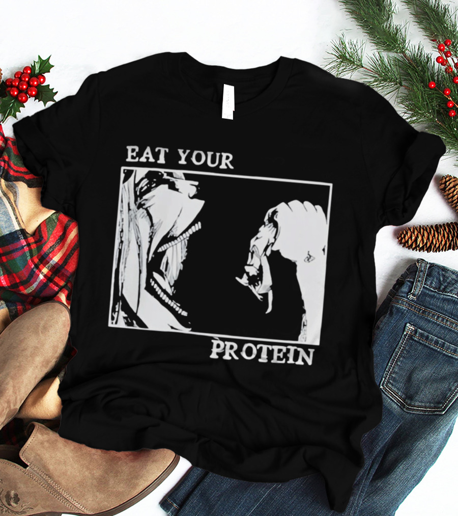 Eat Your Protein Beast Devouring Prey Fierce Motivation T-Shirt