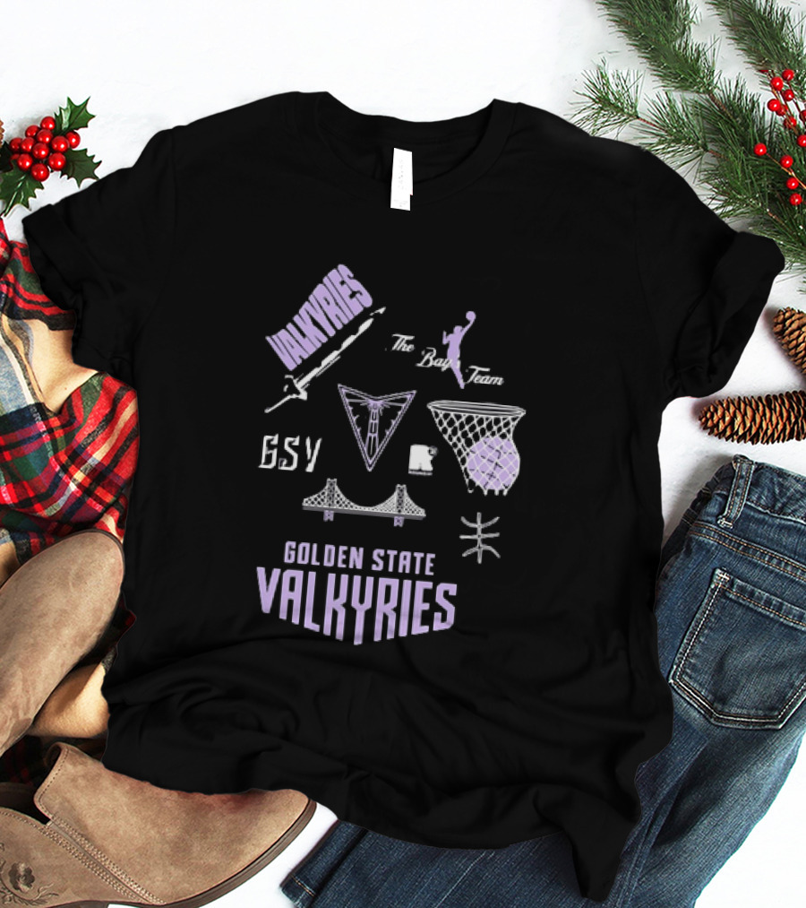 Golden State Valkyries The Bay's Team Basketball Collage GSV Bridge Sword T-Shirt