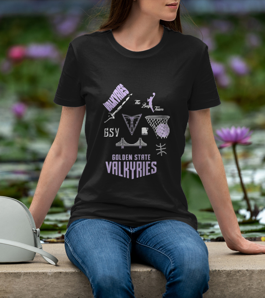 Golden State Valkyries The Bay's Team Basketball Collage GSV Bridge Sword T-Shirt