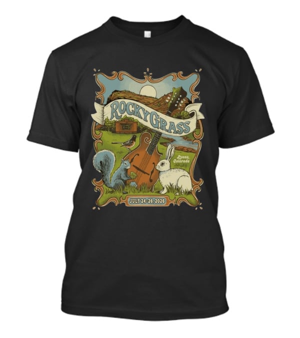 RockyGrass Festival July 24 26 2026 Planet Bluegrass Ranch Lyons Colorado Wildlife And Banjo Scenery T-Shirt
