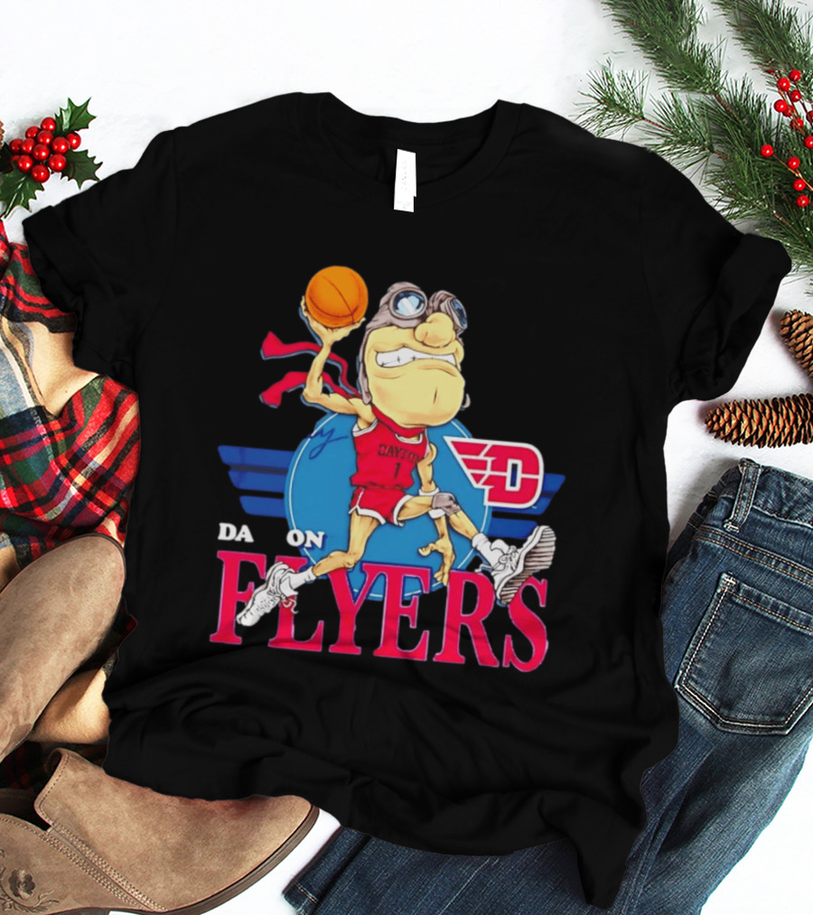 Dayton Flyers Rudy Dunking Basketball Cartoon T-Shirt