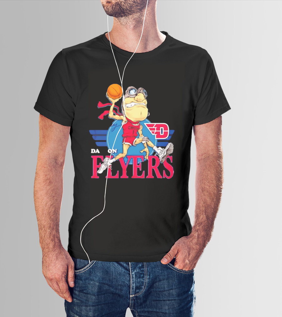 Dayton Flyers Rudy Dunking Basketball Cartoon T-Shirt