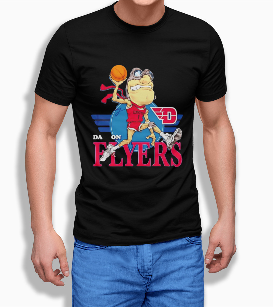 Dayton Flyers Rudy Dunking Basketball Cartoon T-Shirt