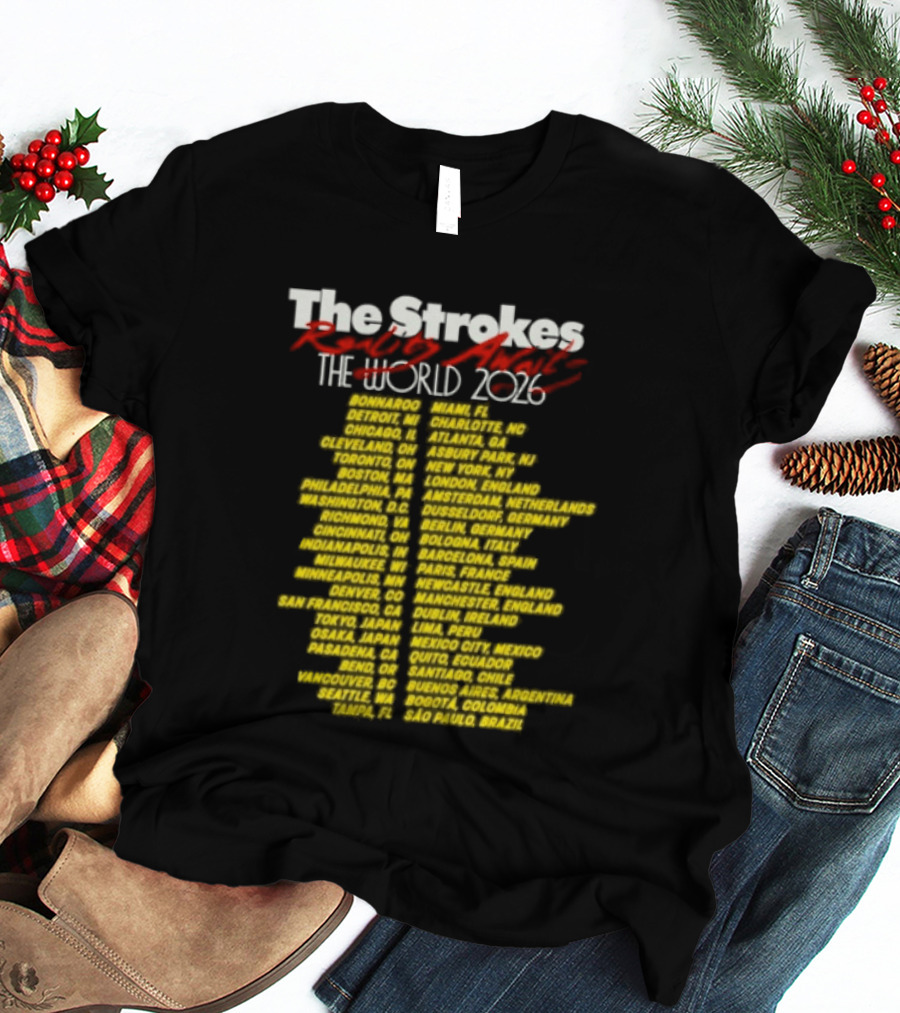 The Strokes Reality Awaits The World Tour 2024 Cities List T-Shirt
