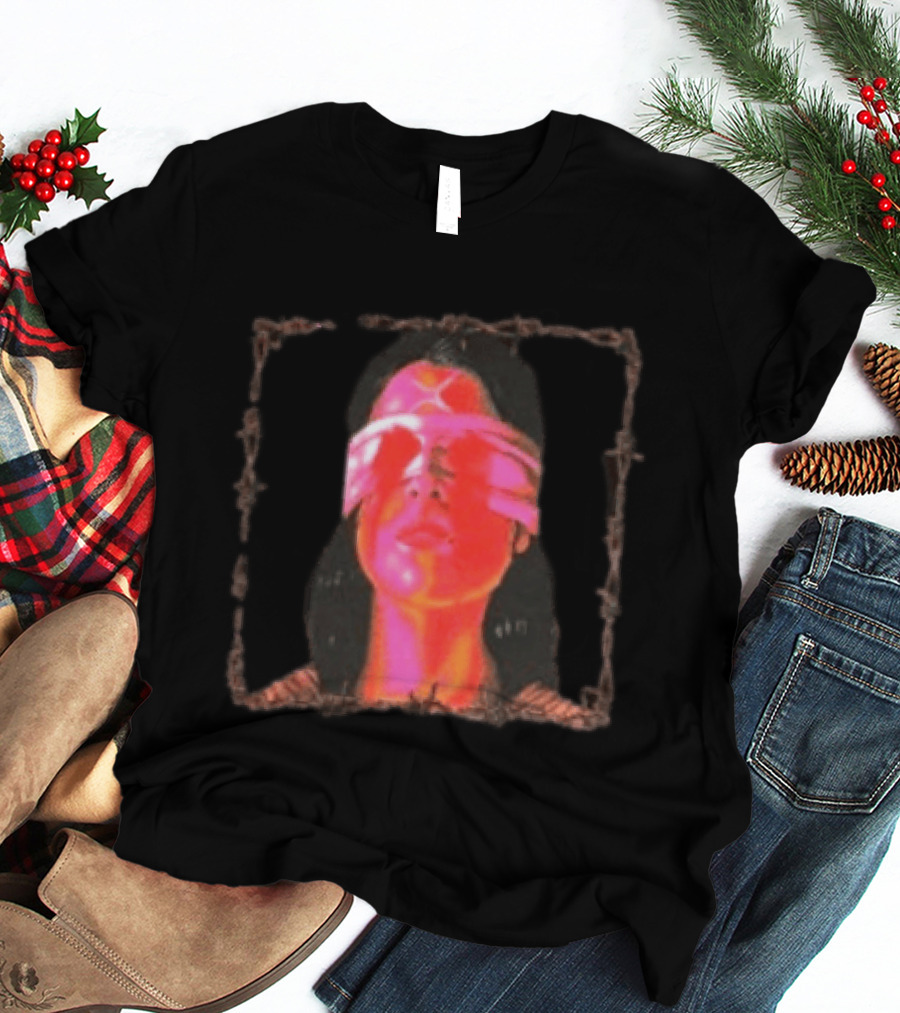 Machin3gir1 Psychowarrior Blindfolded Portrait With Pink Neon Glow T-Shirt