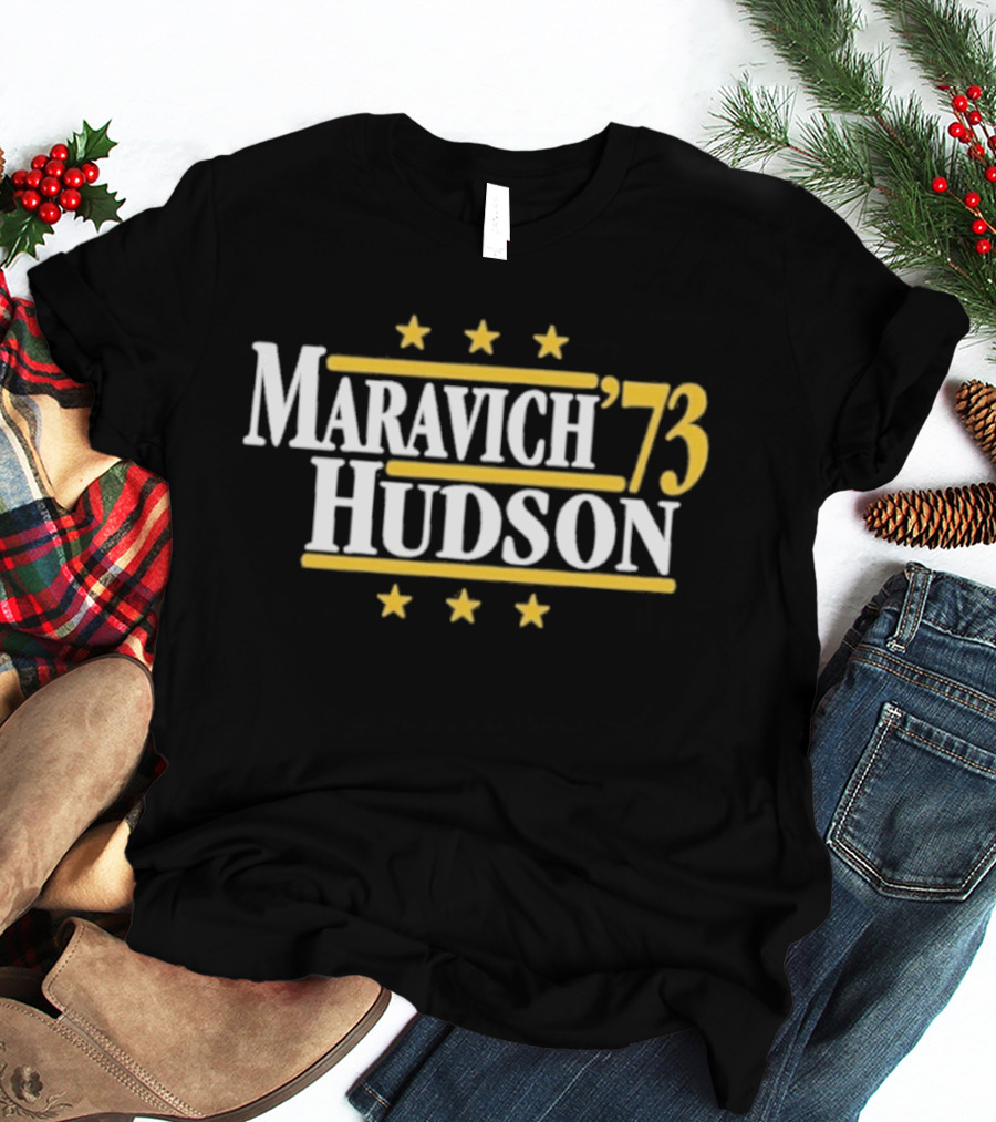 Maravich Hudson 1973 Atlanta Hawks Basketball Stars T-Shirt