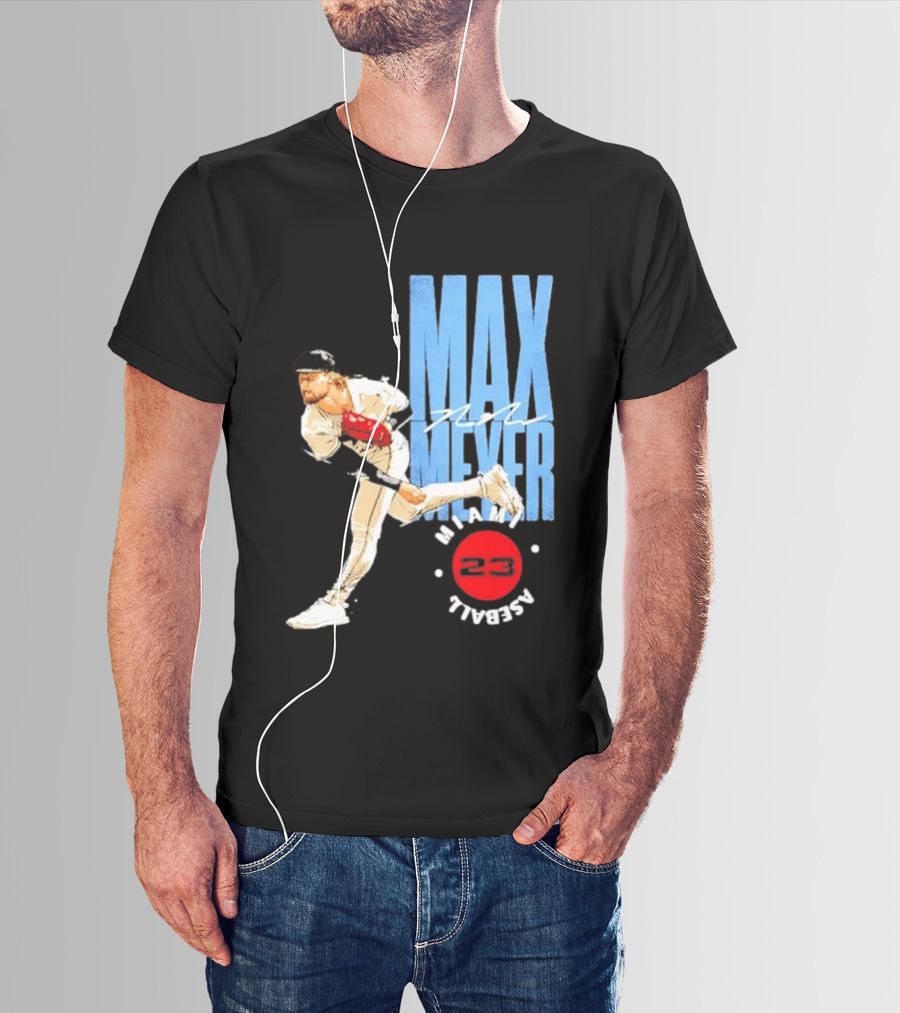 Max Meyer Miami Marlins Baseball 23 Stamp T-Shirt
