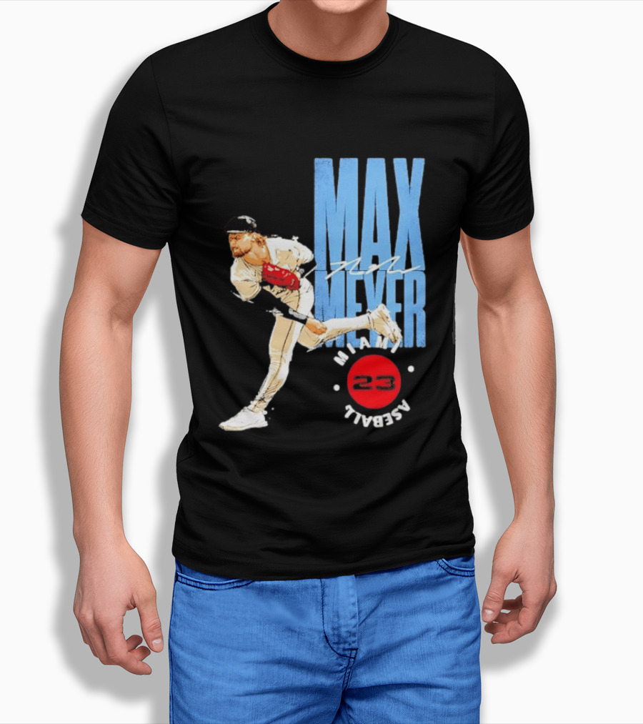 Max Meyer Miami Marlins Baseball 23 Stamp T-Shirt
