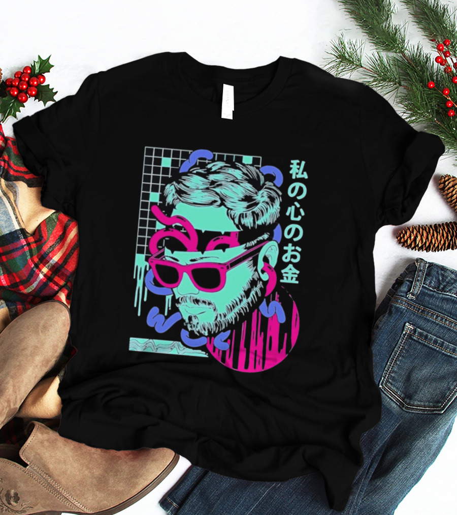 Vaporwave Aesthetic Japanese Cyberpunk Sunglasses Drip Grid T-Shirt