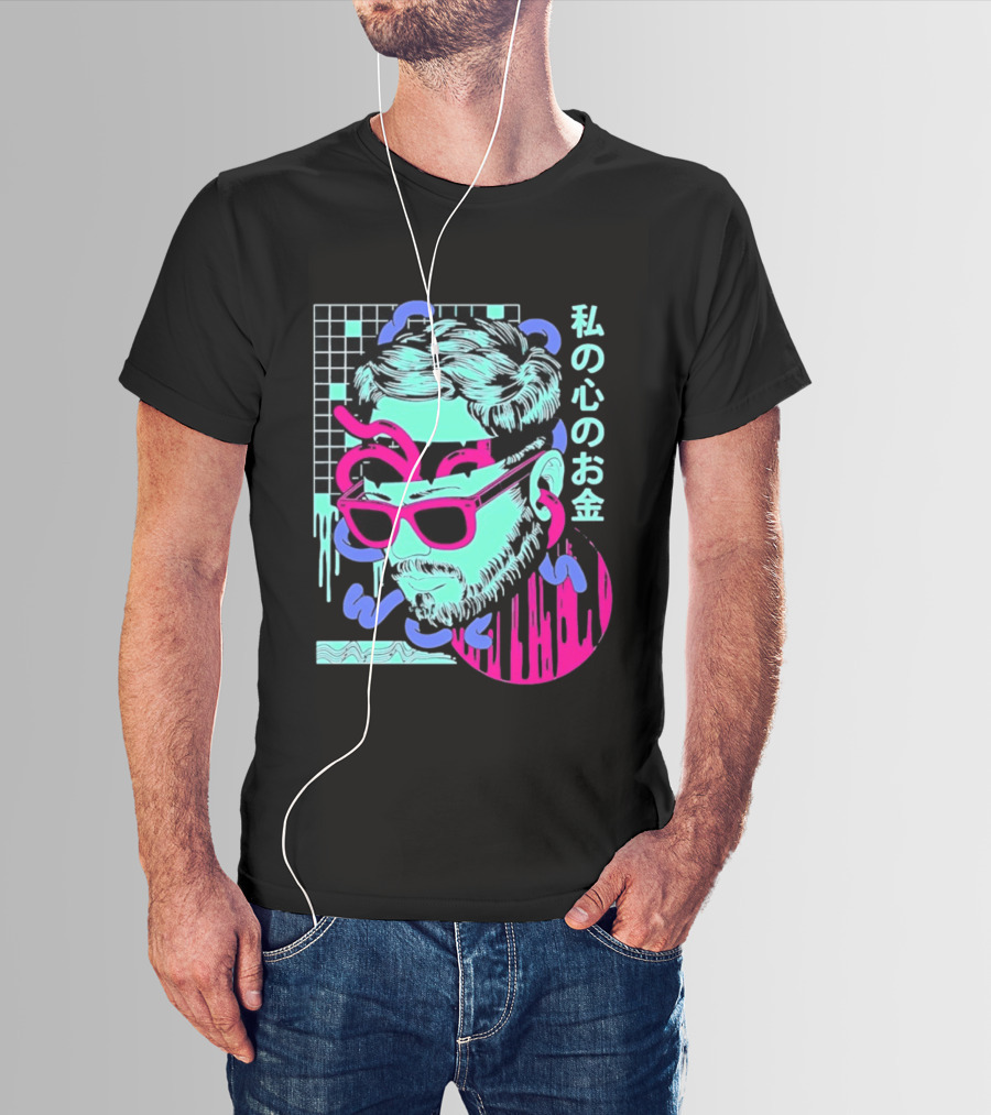 Vaporwave Aesthetic Japanese Cyberpunk Sunglasses Drip Grid T-Shirt