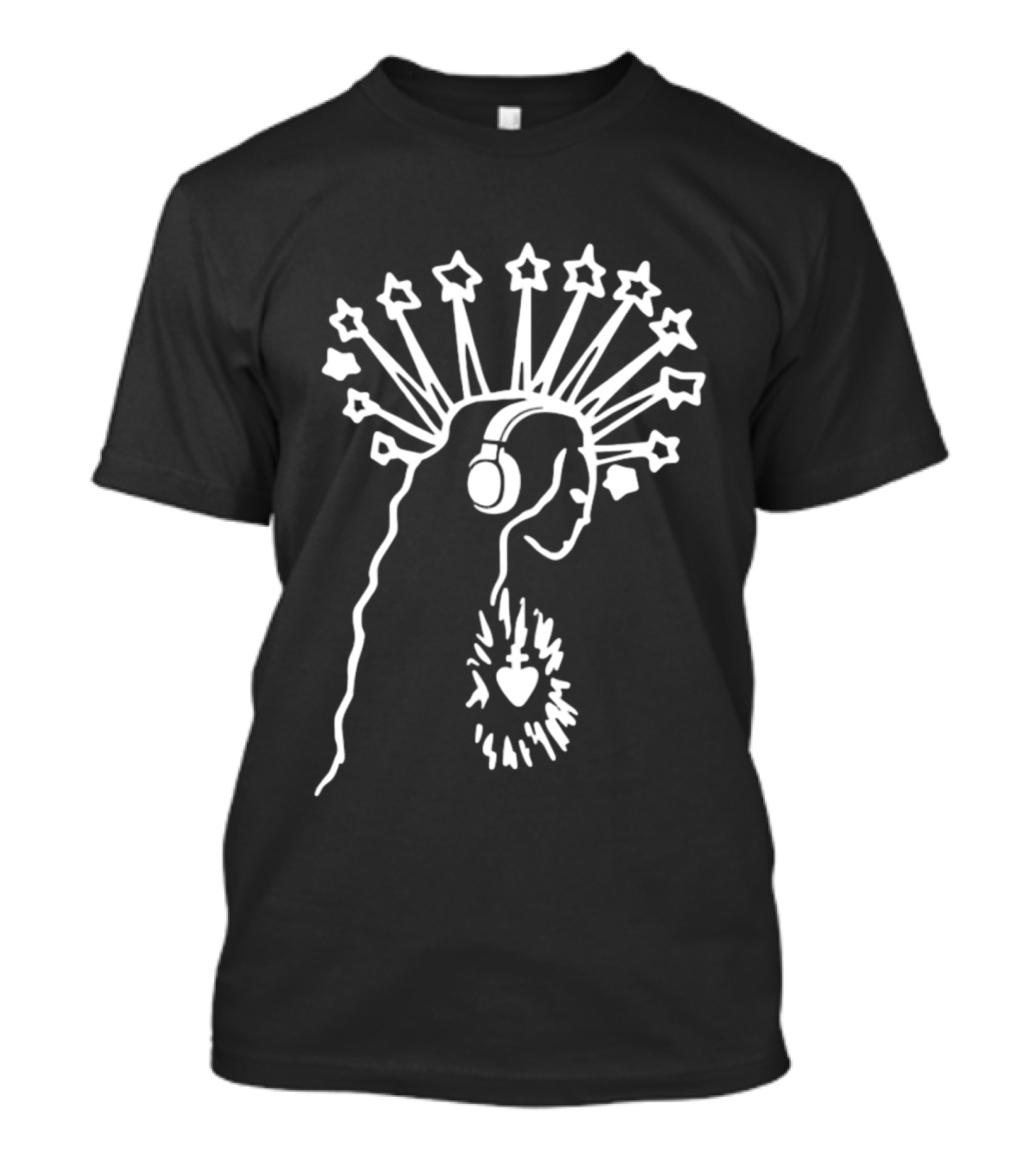 Virgin Mary Sacred Heart Headphones And Star Halo T-Shirt