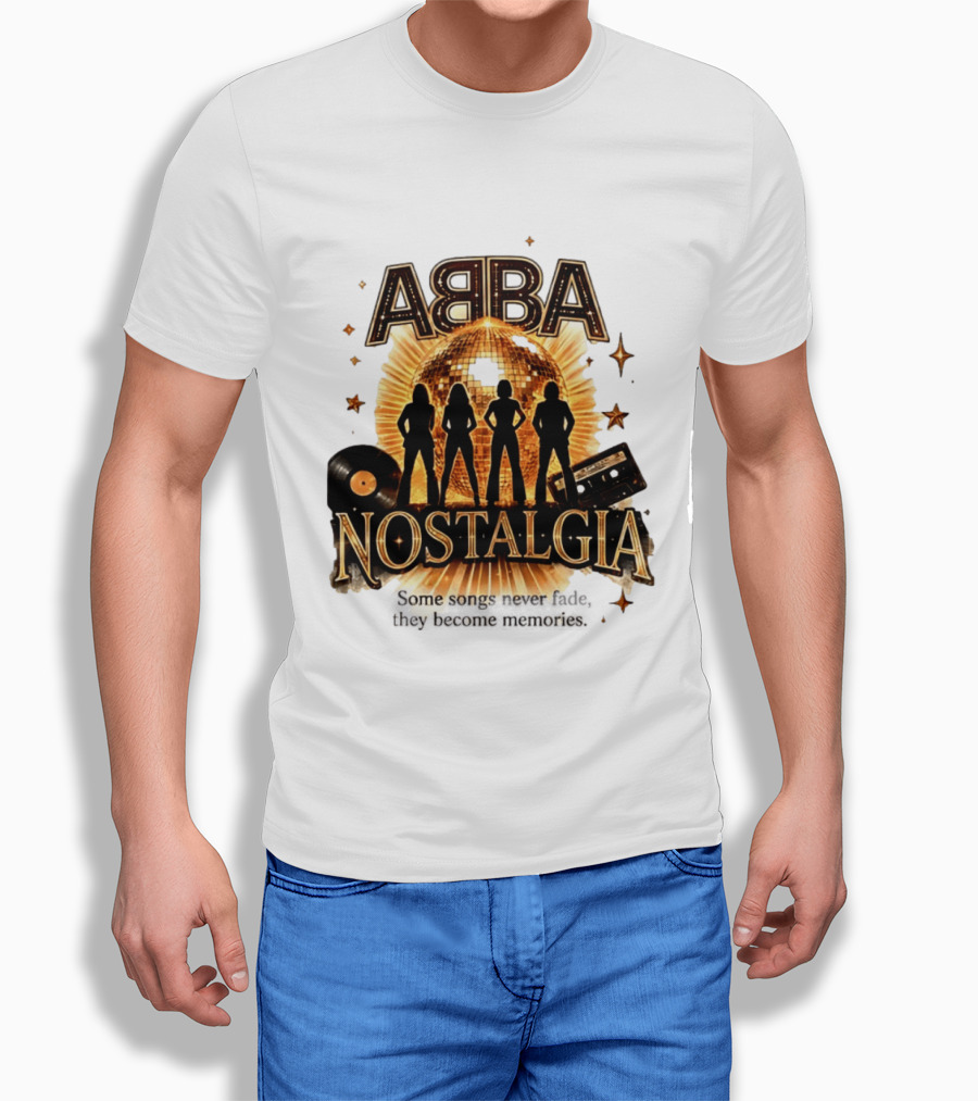 ABBA Nostalgia Some Songs Never Fade Memories Disco Vinyl Cassette T-Shirt