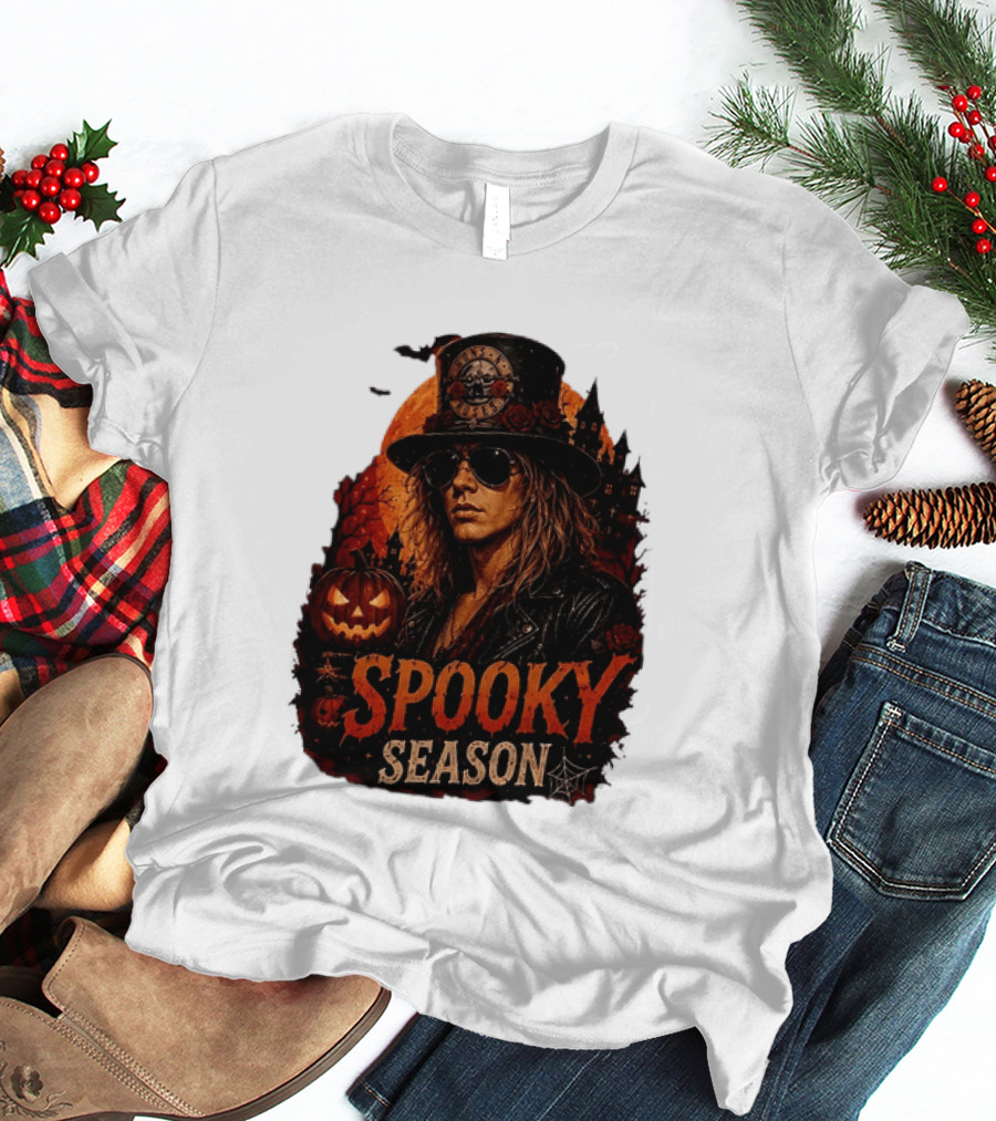 Spooky Season Buns N' Roses Halloween Pumpkin Slash T-Shirt