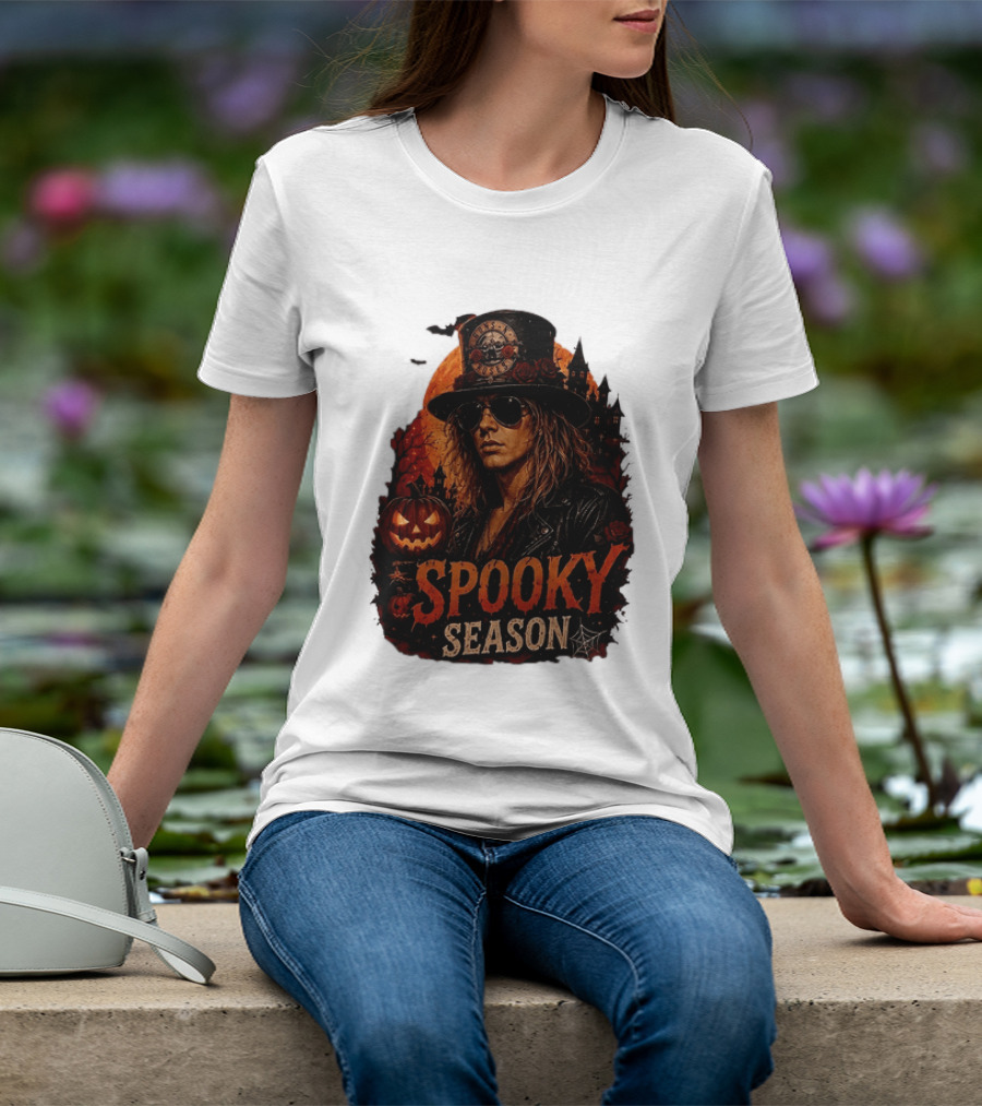 Spooky Season Buns N' Roses Halloween Pumpkin Slash T-Shirt