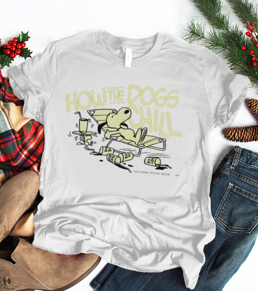 Snoopy Woodstock Peanuts How The Dogs Chill Root Beer Relaxation T-Shirt