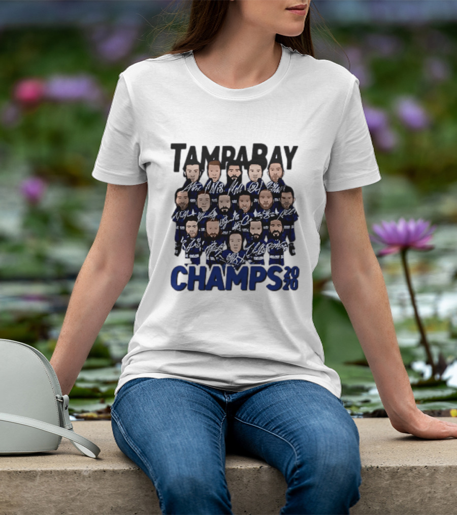 Tampa Bay Champs 2020 Hockey Team Players Signatures T-Shirt