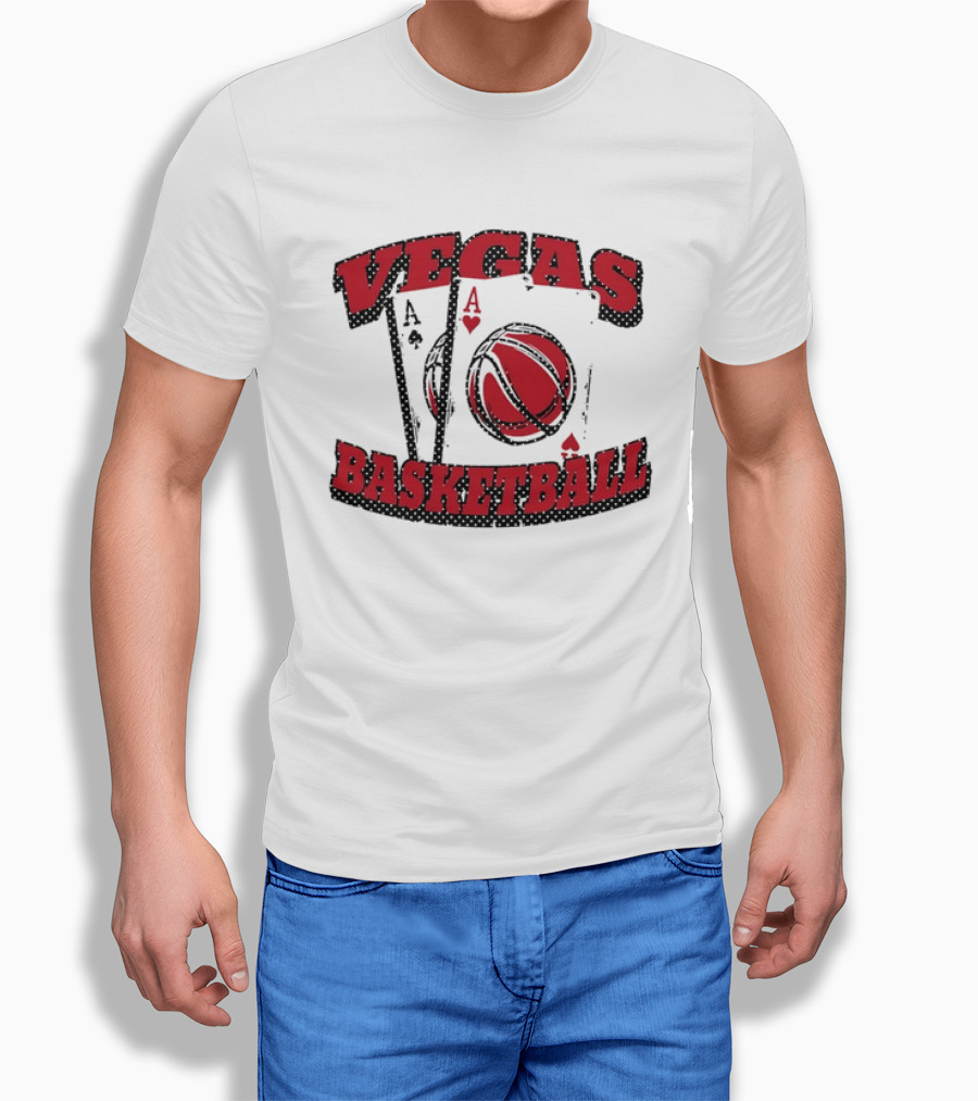 Vegas Basketball Poker Aces Playing Cards Red T-Shirt