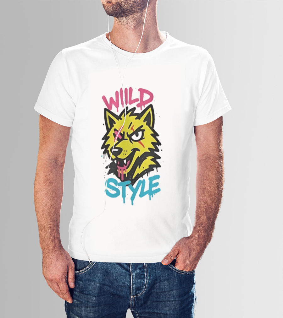 Wild Wolf Wild Style Graffiti Art Urban Streetwear T-Shirt