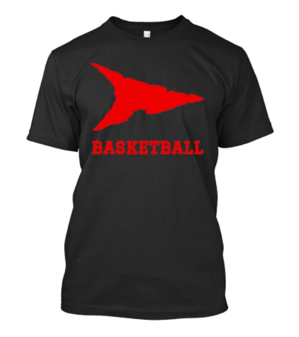Basketball Red Arrowhead Flame Shape Lettering T-Shirt