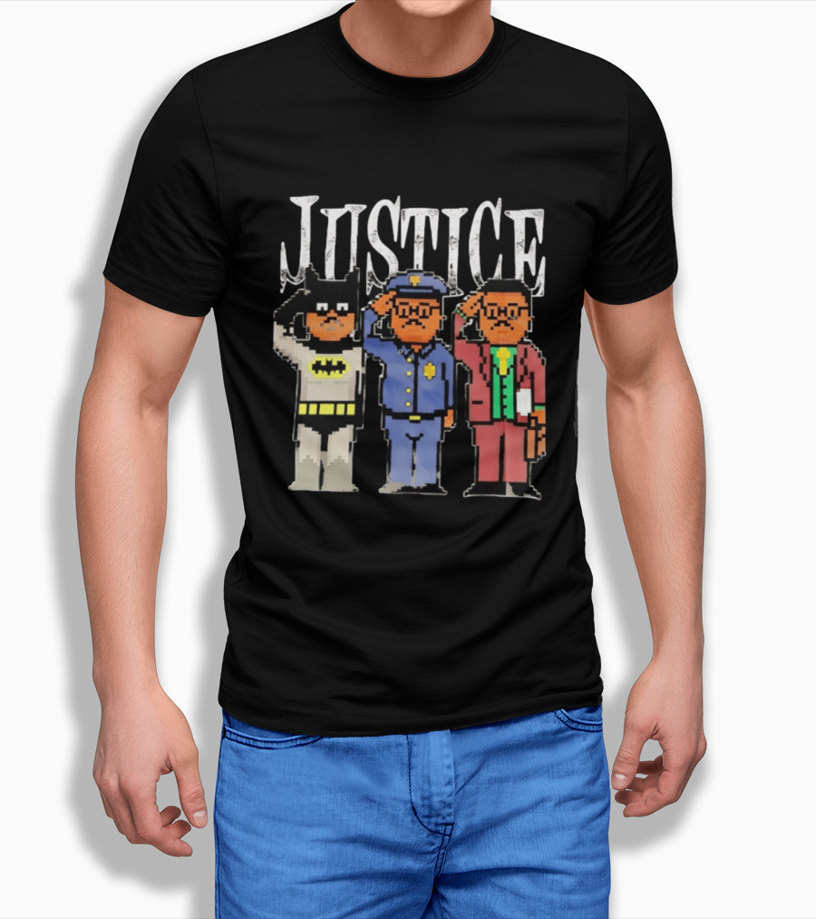 Justice Batman Police Officer Joker Pixel T-Shirt