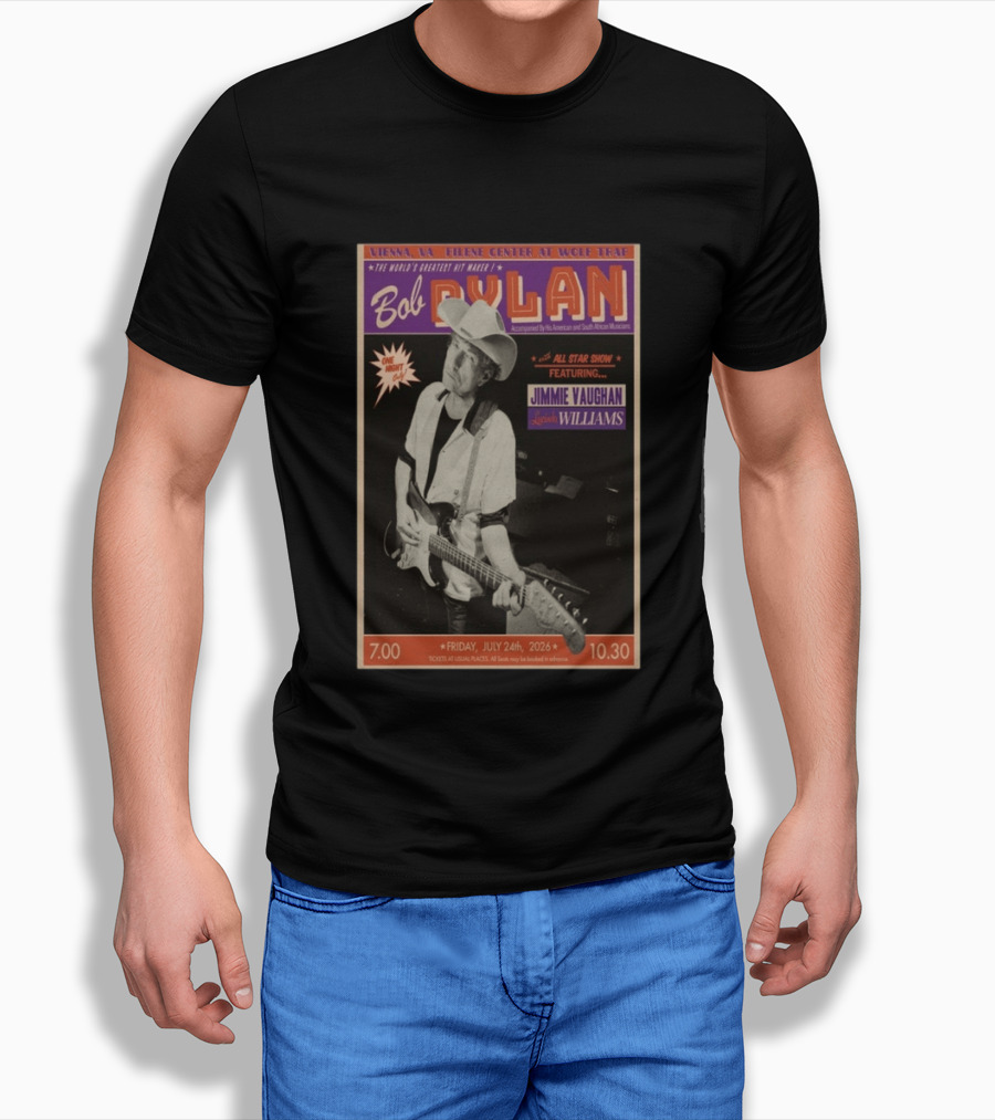 Bob Dylan July 24 2026 Vienna Virginia Filene Center Wolf Trap Jimmie Vaughan Lucinda Williams Concert T-Shirt