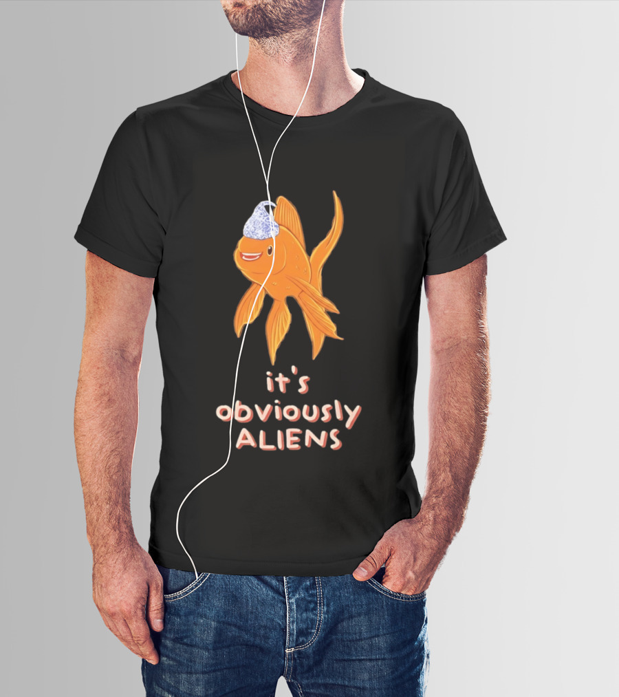 Goldfish Tin Foil Hat It's Obviously Aliens T-Shirt