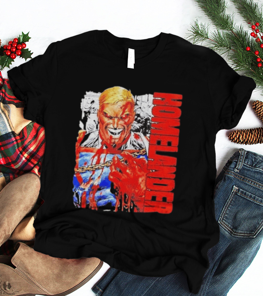 Homelander The Boys Superhero Cartoon Blood Splattered Image T-Shirt