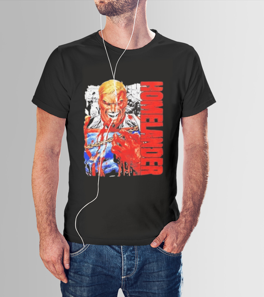 Homelander The Boys Superhero Cartoon Blood Splattered Image T-Shirt