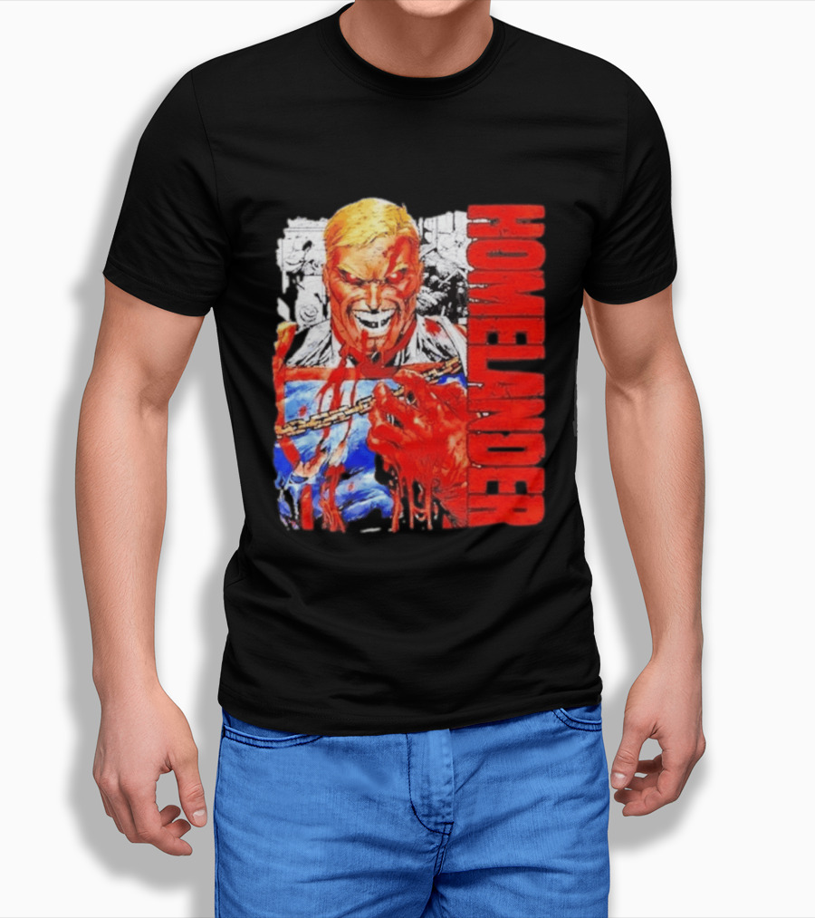 Homelander The Boys Superhero Cartoon Blood Splattered Image T-Shirt