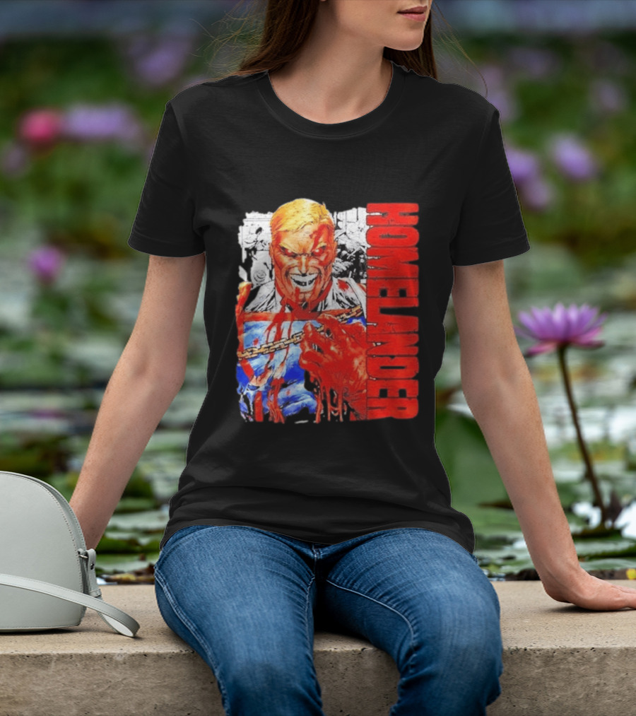 Homelander The Boys Superhero Cartoon Blood Splattered Image T-Shirt