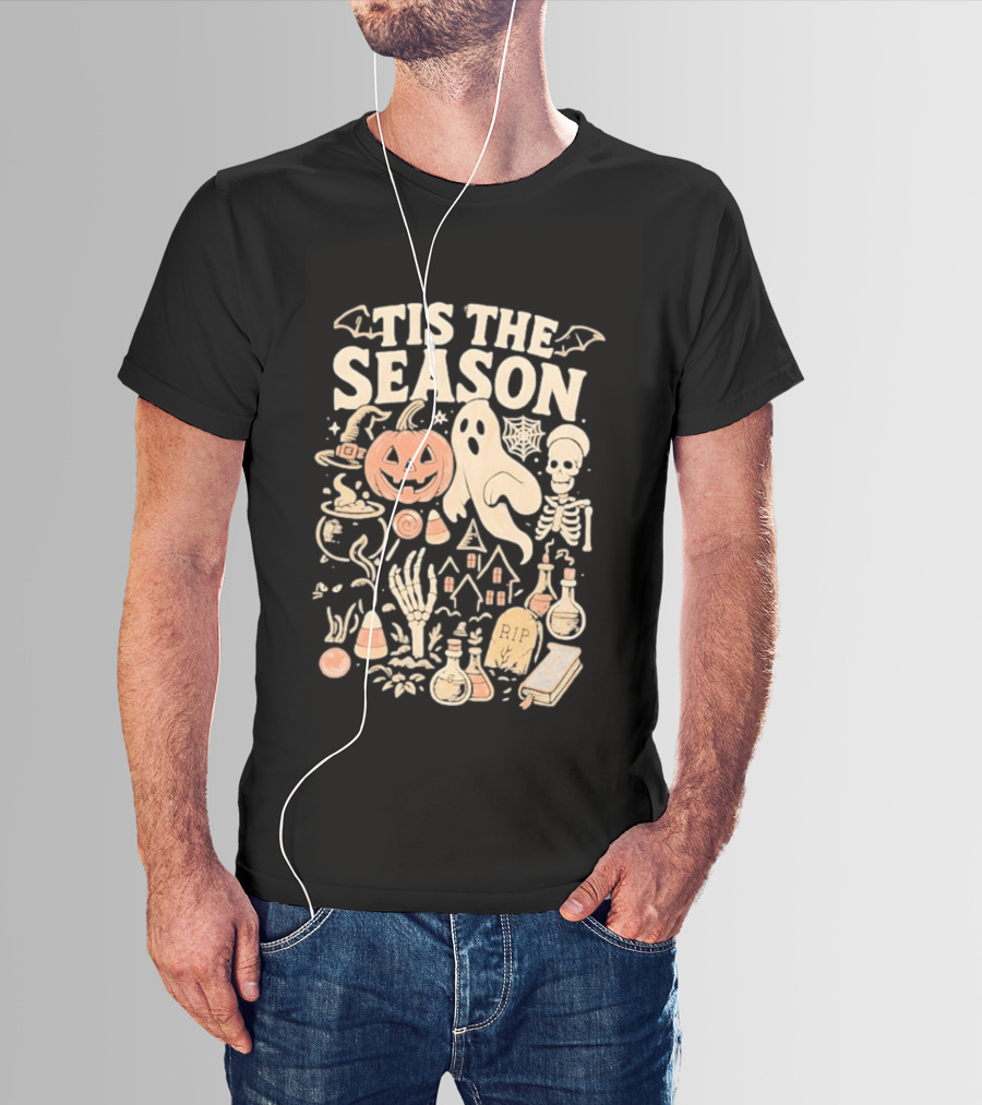 Tis The Season Pumpkin Ghost Skeleton Halloween 2026 T-Shirt