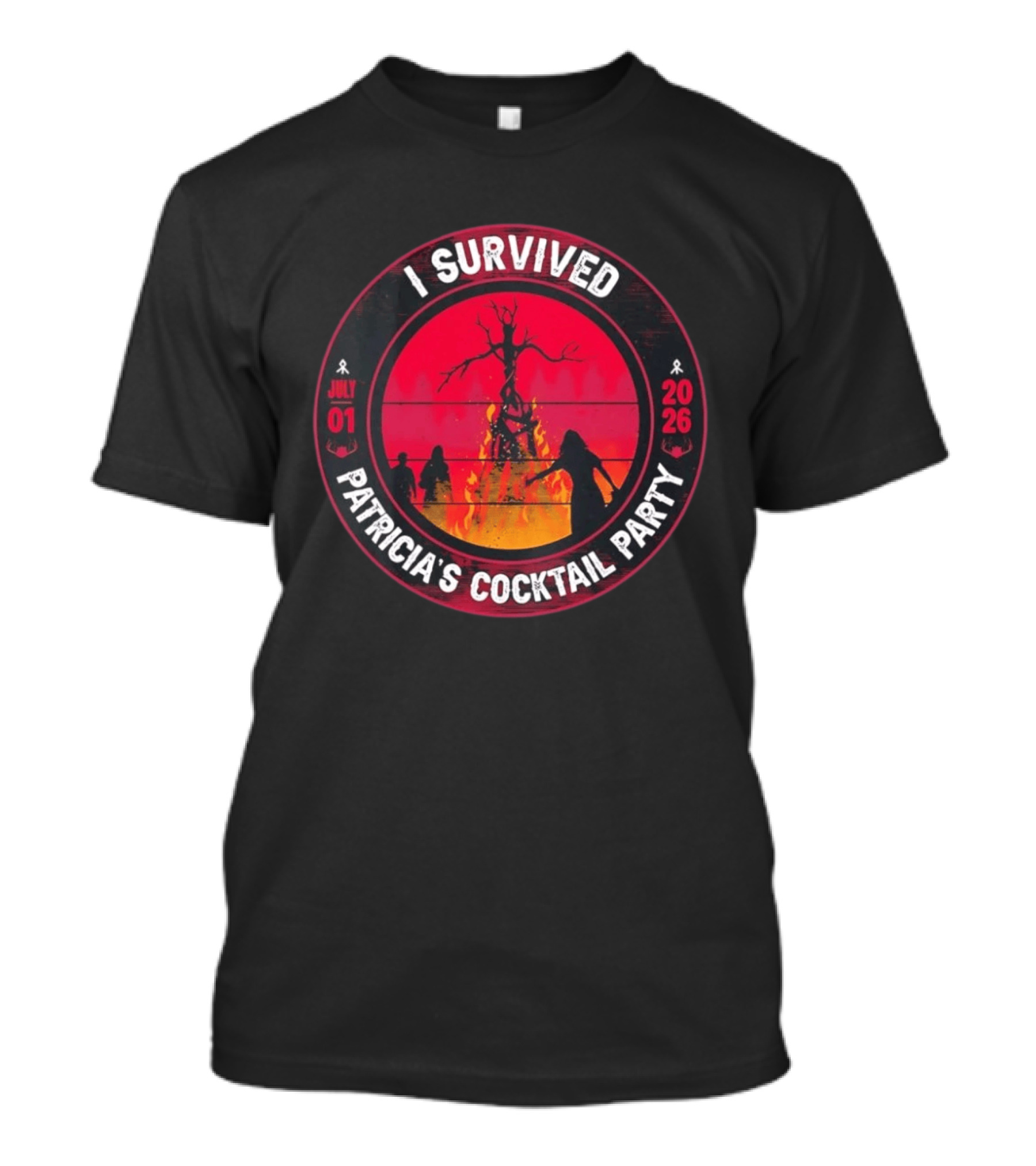 I Survived Patricia's Cocktail Party July 01 2026 Witchy Bonfire Dark Forest T-Shirt