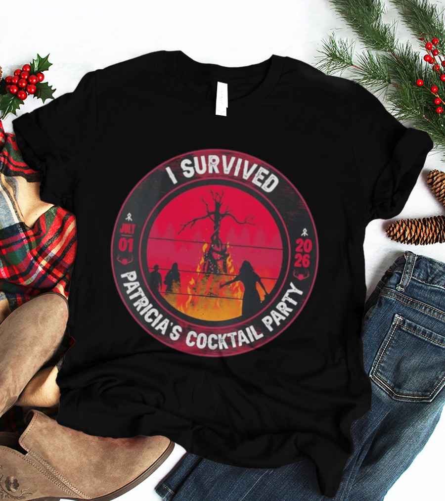 I Survived Patricia's Cocktail Party July 01 2026 Witchy Bonfire Dark Forest T-Shirt