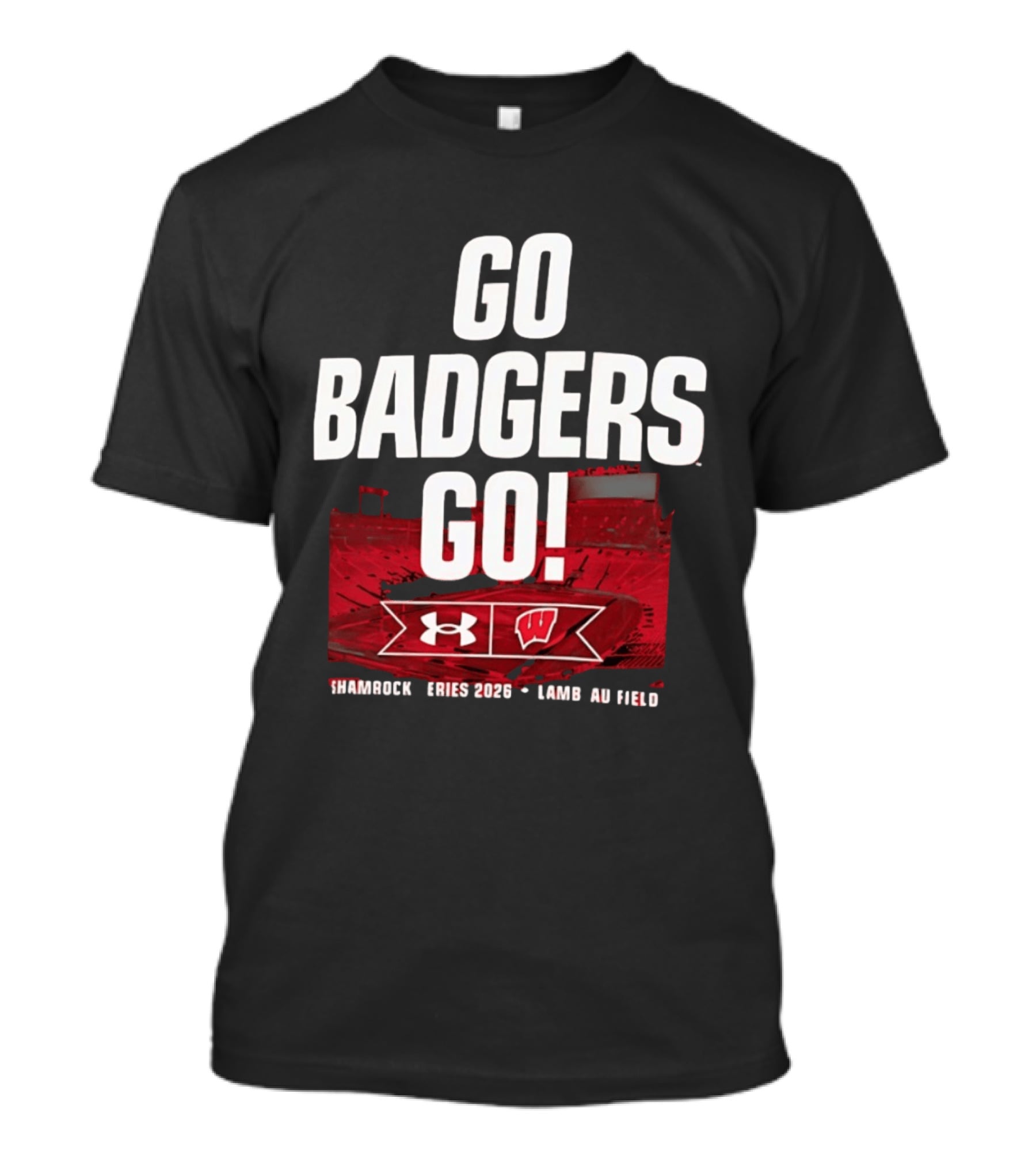 Wisconsin Badgers Go Badgers Go Shamrock Series 2026 Lambeau Field Under Armour T-Shirt