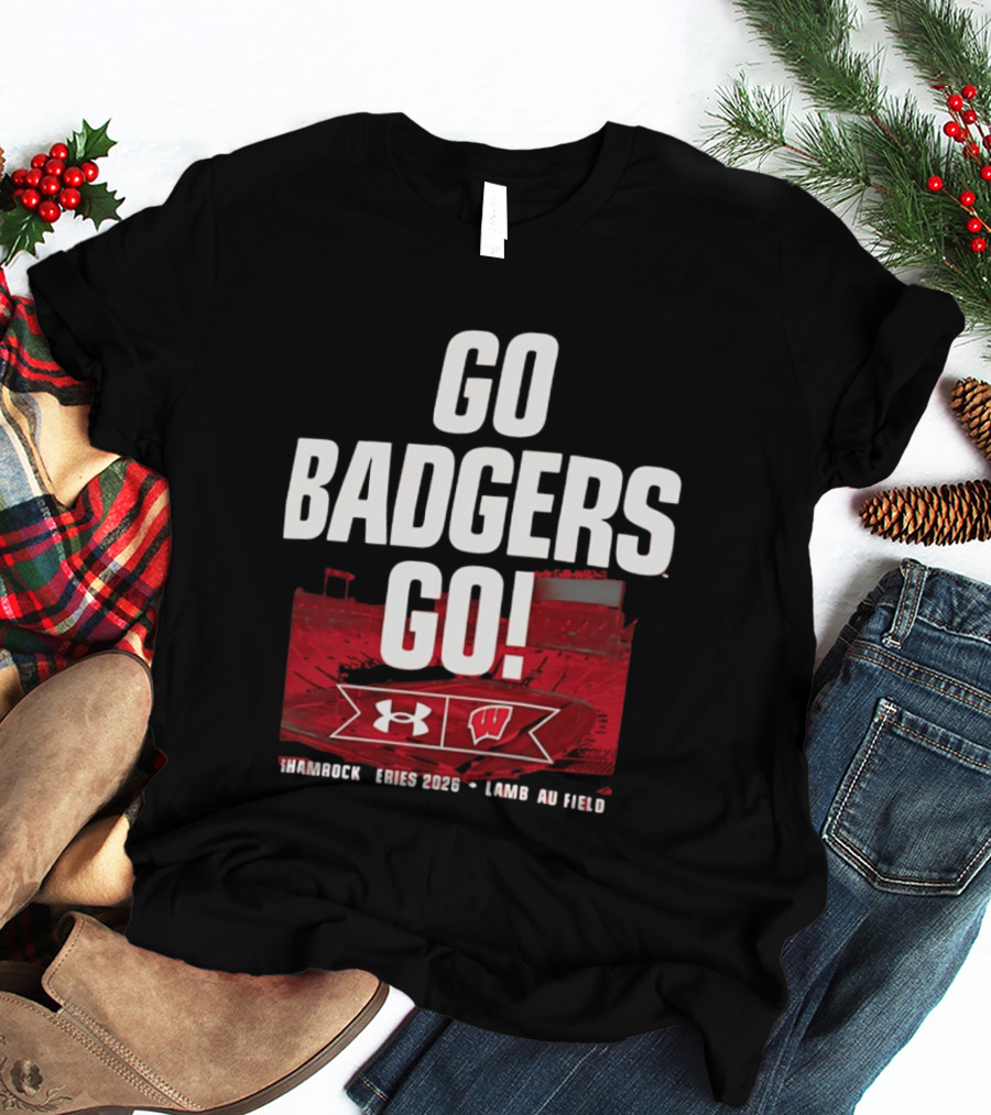 Wisconsin Badgers Go Badgers Go Shamrock Series 2026 Lambeau Field Under Armour T-Shirt