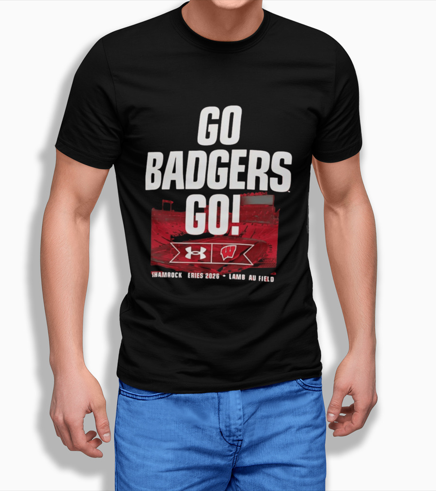 Wisconsin Badgers Go Badgers Go Shamrock Series 2026 Lambeau Field Under Armour T-Shirt