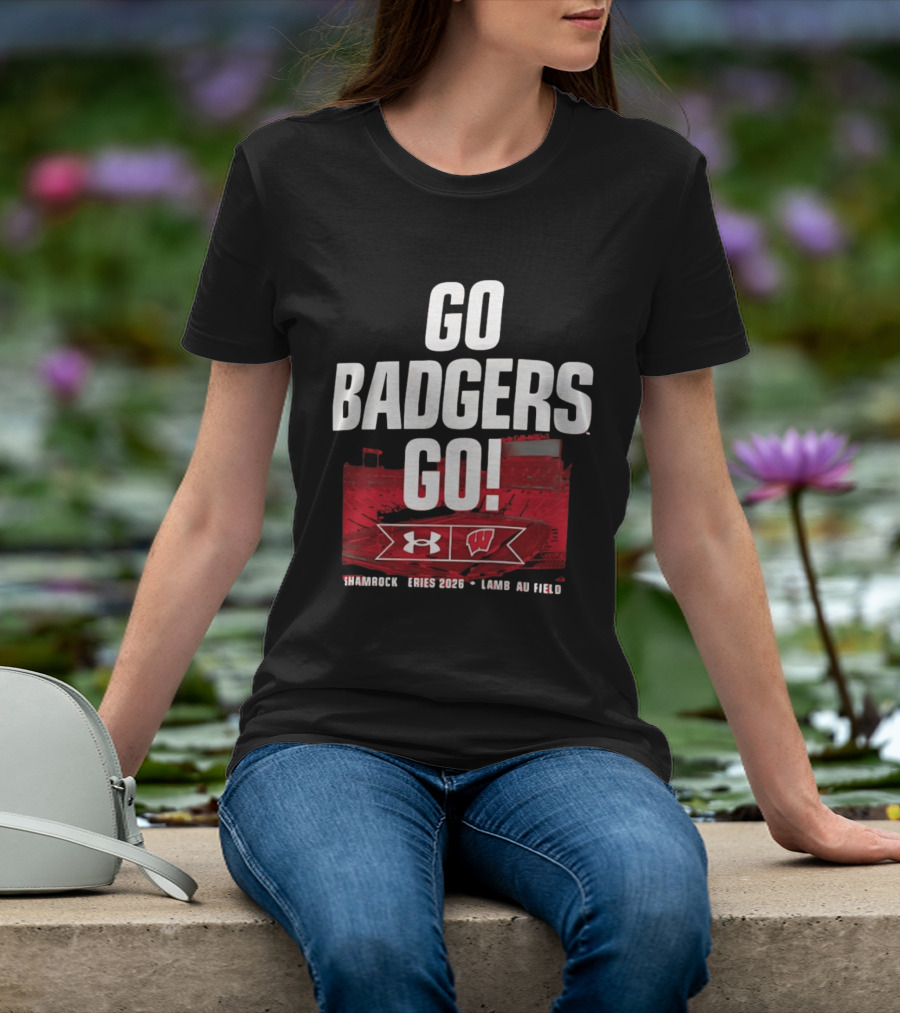 Wisconsin Badgers Go Badgers Go Shamrock Series 2026 Lambeau Field Under Armour T-Shirt