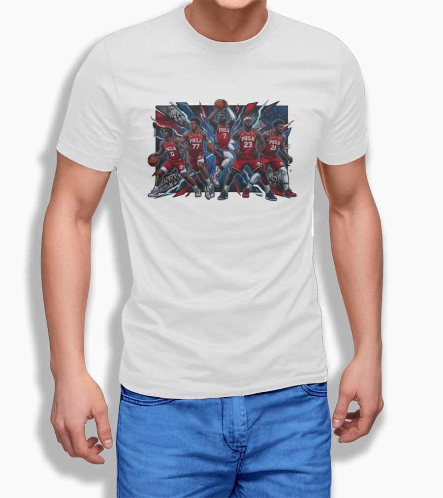 Philadelphia 76ers Players 0 77 7 23 21 Phila Red Jersey Team Slam Dunk Street T-Shirt