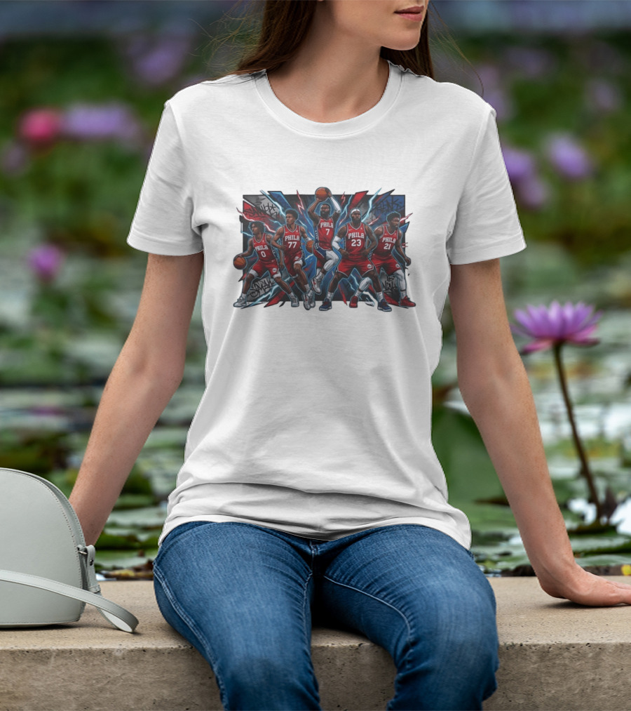 Philadelphia 76ers Players 0 77 7 23 21 Phila Red Jersey Team Slam Dunk Street T-Shirt