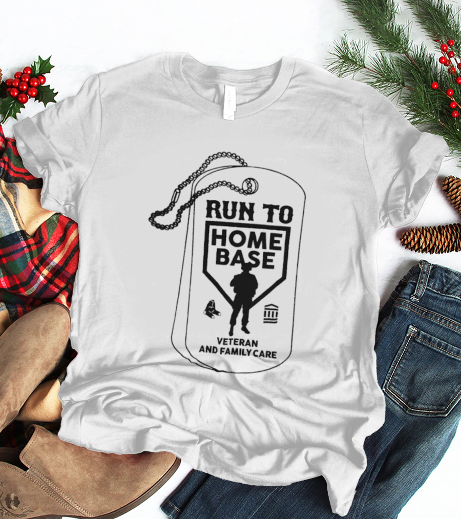 Run To Home Base Veteran And Family Care Dog Tag T-Shirt