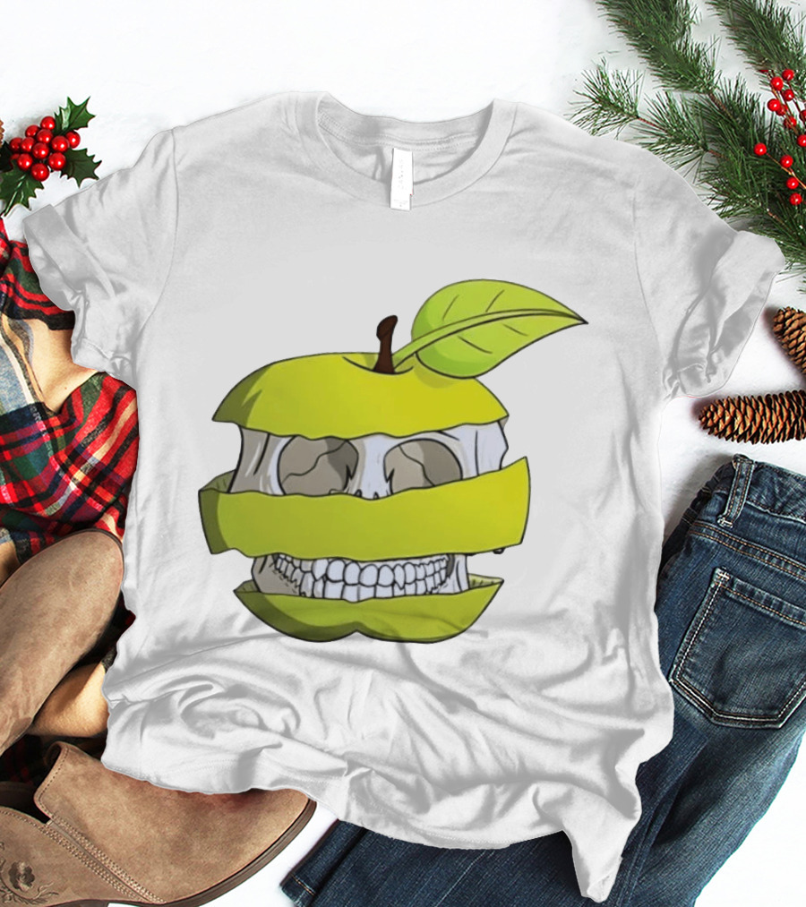 Skull Apple Forbidden Fruit Creative Slice T-Shirt