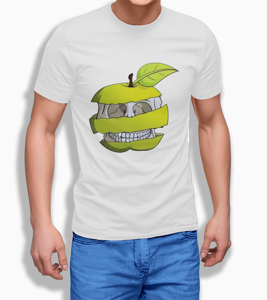 Skull Apple Forbidden Fruit Creative Slice T-Shirt