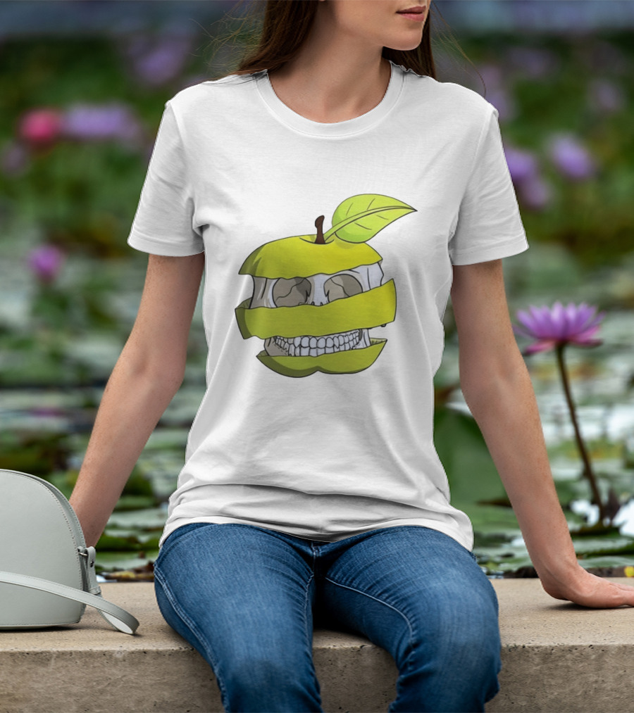 Skull Apple Forbidden Fruit Creative Slice T-Shirt