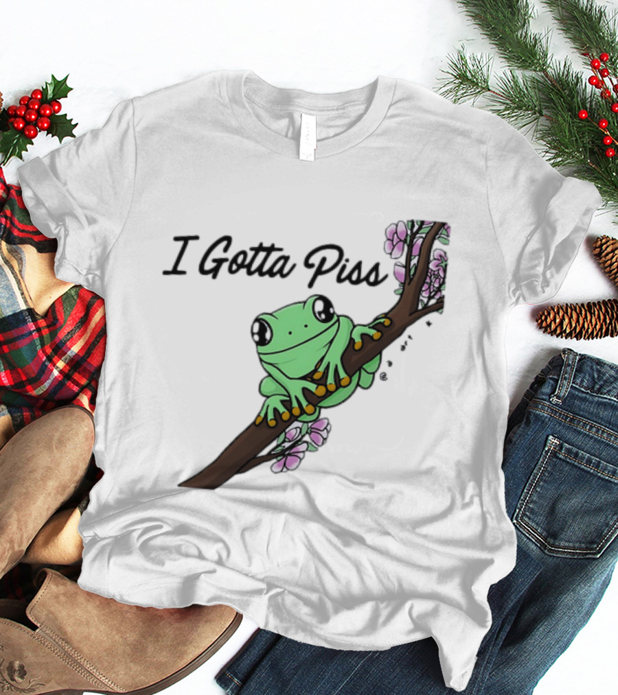 I Gotta Piss Frog On Branch With Flowers T-Shirt